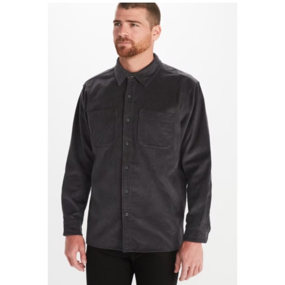 Marmot Mountain Works Mens XXL Grey Corduroy Long Sleeve Button Down Shirt NEW